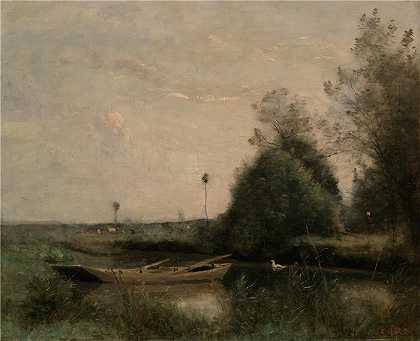 让·巴蒂斯特·卡米尔·柯罗(Jean-Baptiste-Camille Corot), 法国人, 1796–1875-莫尔坦的池塘油画