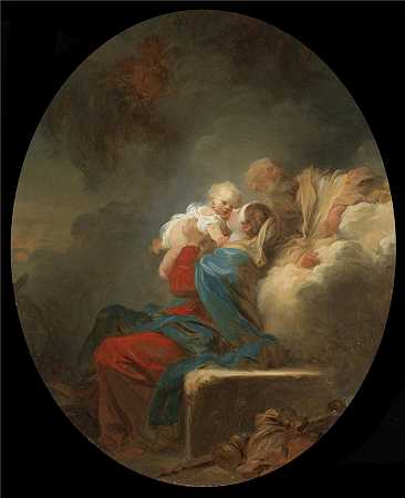 让·奥诺雷·弗拉戈纳尔（Jean-Honoré Fragonard），法国人，1732–1806 年-飞往埃及的其余人油画