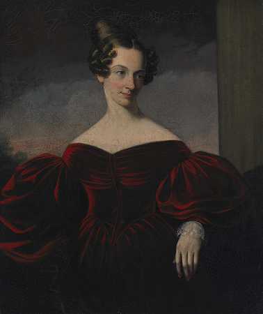 塞缪尔·贝尔·沃（Samuel Bell Waugh）-Eunice Hubbard Blossom 夫人的肖像，1835年绘画 美国