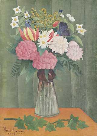 亨利·卢梭（Henri Rousseau）-花瓶里的花，1909 法国