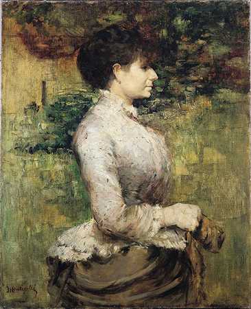 阿道夫·蒙蒂塞利（Adolphe Monticelli）-罗森塔尔夫人的肖像，1870年绘画 法国