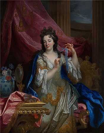 尼古拉斯·德·拉吉耶尔(Nicolas de Largillière)，法国画家，1656–1746 年-一个女人的肖像油画