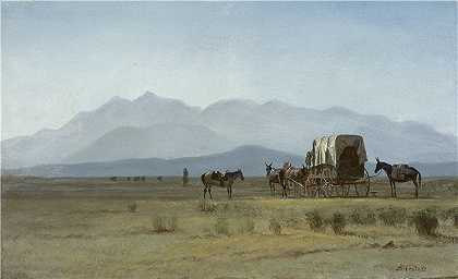 阿尔伯特·比尔施塔特（Albert Bierstadt），美国，1830–1902 年-落基山脉的测量员马车油画