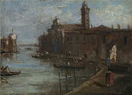 意大利艺术家作品-威尼斯的运河油画 18世纪
