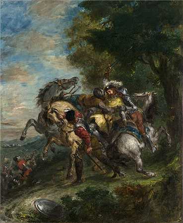 尤金·德拉克洛瓦（Eugène Delacroix），法国人，1798–1863 年-魏斯林根被格茨的人俘虏油画