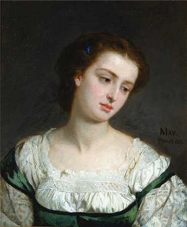 爱德华·哈里森·梅（Edward Harrison May）-一个年轻女子的肖像油画 英国