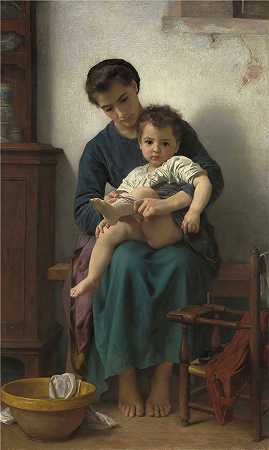 法国画家威廉·阿道夫·布格罗（William Adolphe Bouguereau)油画-La grande soeur (1877)