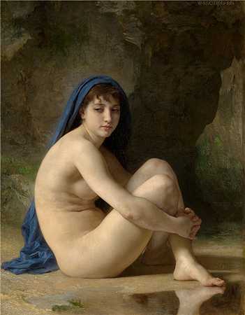 法国画家威廉·阿道夫·布格罗（William Adolphe Bouguereau)-坐着的裸体 (1884)油画