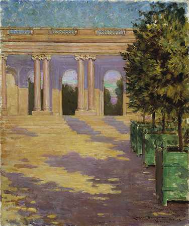 卡罗尔·贝克威斯（Carroll Beckwith）-(凡尔赛大特里亚农宫拱廊)油画 美国