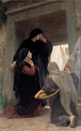 法国画家威廉·阿道夫·布格罗（William Adolphe Bouguereau)-墓前的三个玛丽 (1876)油画