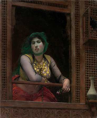 让·莱昂·杰罗姆(Jean-Léon Gérôme，法国) 油画-阳台上的女人（1887-88）