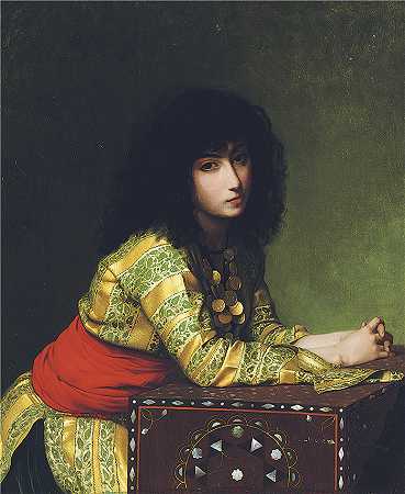让·莱昂·杰罗姆(Jean-Léon Gérôme，法国) 油画-埃及女孩（约 1877 年）