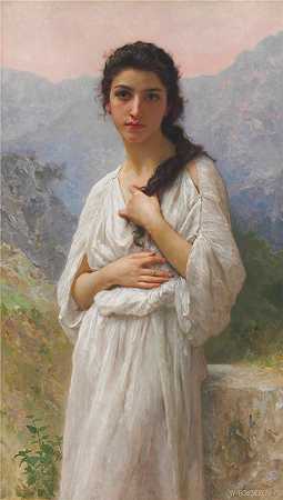 法国画家威廉·阿道夫·布格罗（William Adolphe Bouguereau)油画-L\’Attente (1901)