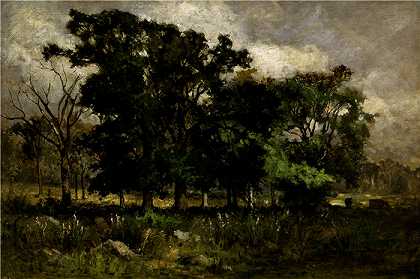 爱德华·米切尔·班尼斯特 (Edward Mitchell Bannister)-(树景观)油画 美国