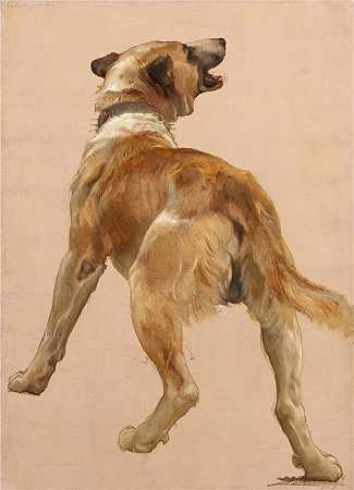 法国画家威廉·阿道夫·布格罗（William Adolphe Bouguereau)油画- 动物狗