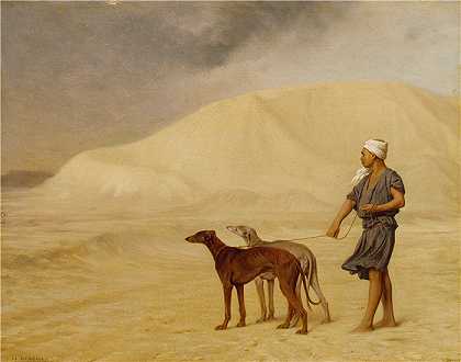 让·莱昂·杰罗姆 (Jean-Léon Gérôme，法国) 油画-在沙漠上（约 1867 年）