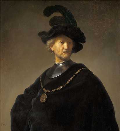 伦勃朗·范·瑞恩 (Rembrandt van Rijn，荷兰 ) 作品 – 戴金链子的老人 (1631)