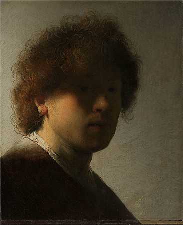 伦勃朗·范·瑞恩 (Rembrandt van Rijn，荷兰 ) 作品 – 自画像，伦勃朗·范·莱恩（约 1628 年）