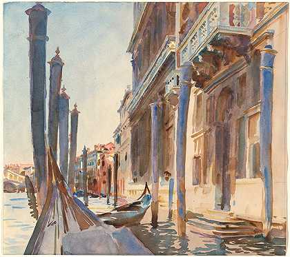 约翰·辛格·萨金特 (John Singer Sargent，美国画家)作品-大运河上的缆车停泊处（1904-1907）