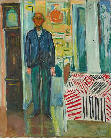 爱德华·蒙克（Edvard Munch）作品 – 自画像（1940-1943）