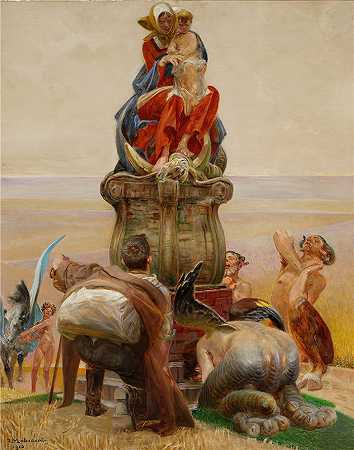 杰克·马尔切夫斯基(Jacek Malczewski，波兰画家)作品-麦当娜的崇拜 (1910)
