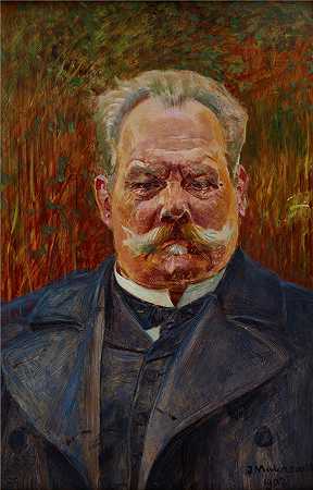杰克· 马尔切夫斯基(Jacek Malczewski，波兰画家)作品-Leon Schenrich 的肖像 (1907)