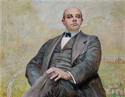 杰克·马尔切夫斯基(Jacek Malczewski，波兰画家)作品-爱德华·毛里齐奥 (Edward Maurizio) 的肖像 (1915)