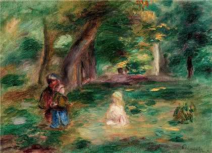 皮埃尔·奥古斯特·雷诺阿（Pierre-Auguste Renoir）-Trois personnages dans un paysage（风景中的三个人物）