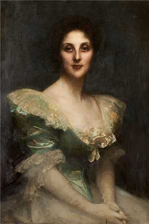 帕斯卡-阿道夫-让·达仰-布弗莱(Pascal-Adolphe-Jean Dagnan-Bouvere，法国)-范妮·特蕾莎·莱纳赫肖像（1896 年）