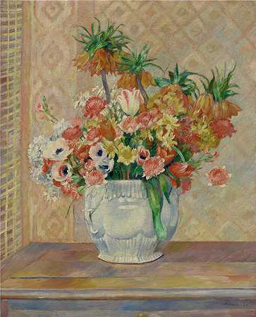 皮埃尔·奥古斯特·雷诺阿（Pierre-Auguste Renoir）-静物; 鲜花 (1885)