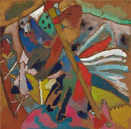 瓦西里·康定斯基（Wassily Kandinsky，俄罗斯画家）作品-圣乔治二世 (1911)