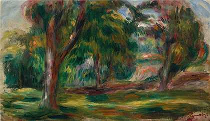 皮埃尔·奥古斯特·雷诺阿（Pierre-Auguste Renoir）-Pre et arbres（树 ） (1893)