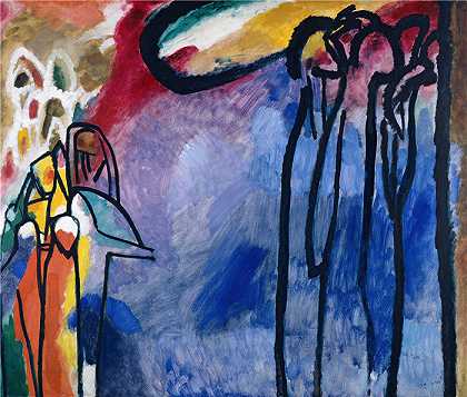 瓦西里·康定斯基（Wassily Kandinsky，俄罗斯画家）作品-即兴创作 19 (1911)
