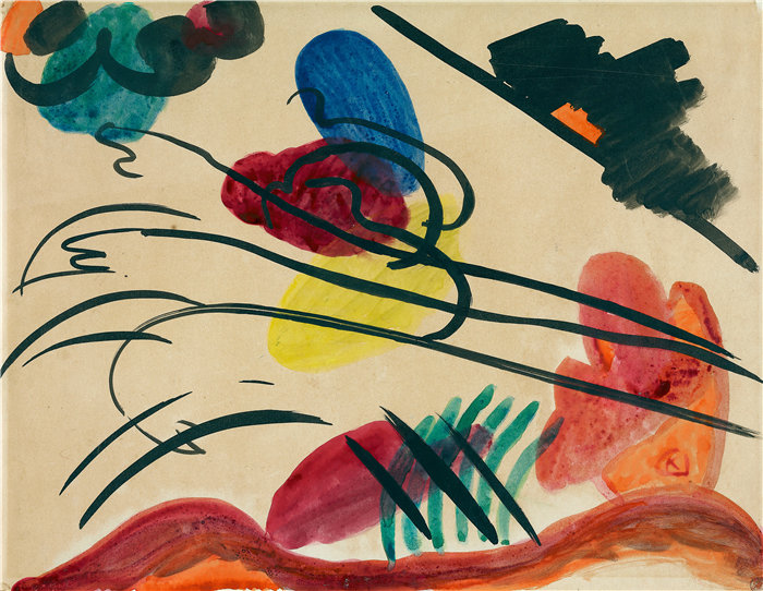 瓦西里·康定斯基 Wassily Kandinsky，俄罗斯画家）作品-三个骑手 [1910]