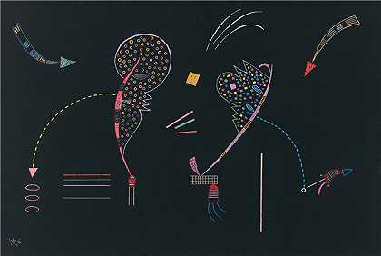 瓦西里·康定斯基（Wassily Kandinsky，俄罗斯画家）作品-双丘 (1938)