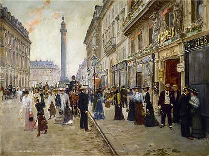 让·贝罗 (Jean Béraud，法国画家) 作品–Paquin House女工出口（1900年）