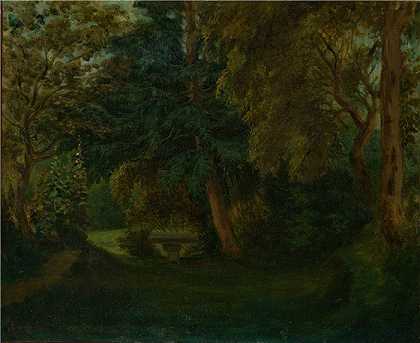 欧仁·德拉克鲁瓦（Eugene Delacroix，法国画家）作品 – 乔治·桑在 Nohant 的花园（约 1842–43 年