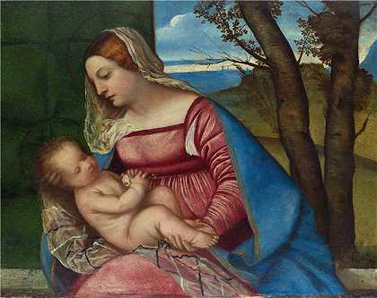 提香（Titian，意大利画家）作品–麦当娜和孩子（约 1508 年）