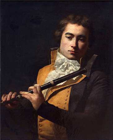 雅克·路易·大卫（Jacques-Louis David，法国画家）作品–长笛演奏家弗朗索瓦·德维安 (François Devienne) 的肖像 (1792)