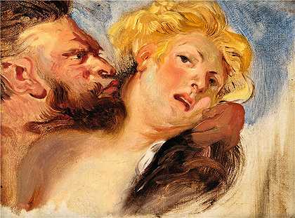 欧仁·德拉克鲁瓦（Eugene Delacroix，法国画家）作品 – 萨特拥抱若虫，在彼得-保罗·鲁本斯之后