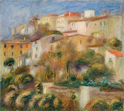 皮埃尔·奥古斯特·雷诺阿（Pierre-Auguste Renoir）-山上的房子 (Groupe de maisons sur un coteau) (1908)