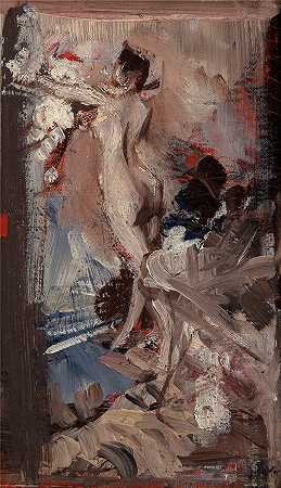 乔瓦尼·博尔迪尼 (Giovanni Boldini，意大利画家)–虎皮女人体 (研究)
