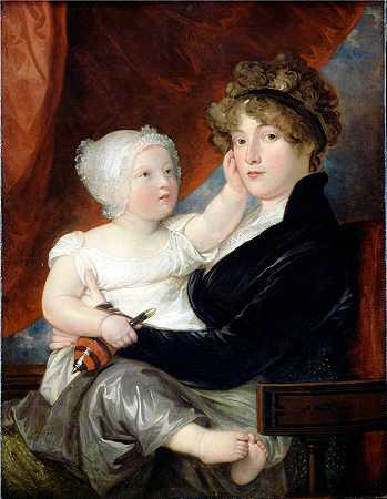 本杰明·韦斯特 (Benjamin West，美国画家)作品–本杰明·韦斯特二世夫人和她的儿子本杰明·韦斯特三世
