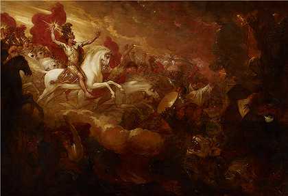 本杰明·韦斯特 (Benjamin West，美国画家)作品–兽与假先知的毁灭 (1804)