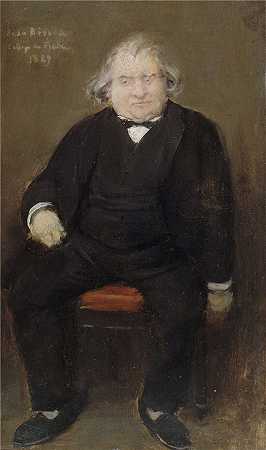 让·贝罗 (Jean Béraud，法国画家) 作品–肖像 d\’Ernest Renan (1823-1892)，哲学家 (1889)