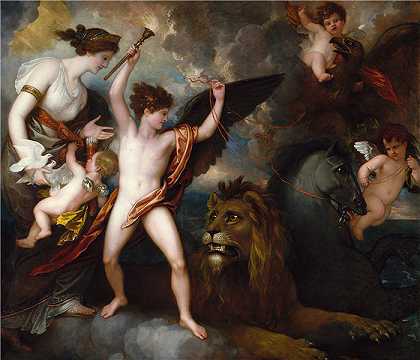 本杰明·韦斯特 (Benjamin West，美国画家)作品–Omnia Vincit Amor，或三要素中的爱的力量（1809）