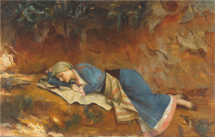 西奥多罗斯·拉利 Theodoros Ralli，希腊画家）作品--休息的希腊女孩