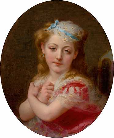 弗雷德里克·阿瑟·布里奇曼（Frederic Arthur Bridgman，美国画家）作品–一个年轻女孩的肖像（1870）