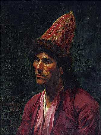 弗雷德里克·阿瑟·布里奇曼（Frederic Arthur Bridgman，美国画家）作品–一个男人的肖像（1884）