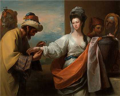 本杰明·韦斯特 (Benjamin West，美国画家)作品–艾萨克的仆人将手镯系在丽贝卡的手臂上